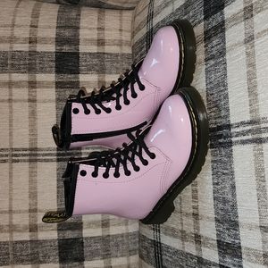 Girls Pink Patent Leather Doc Marten Boots